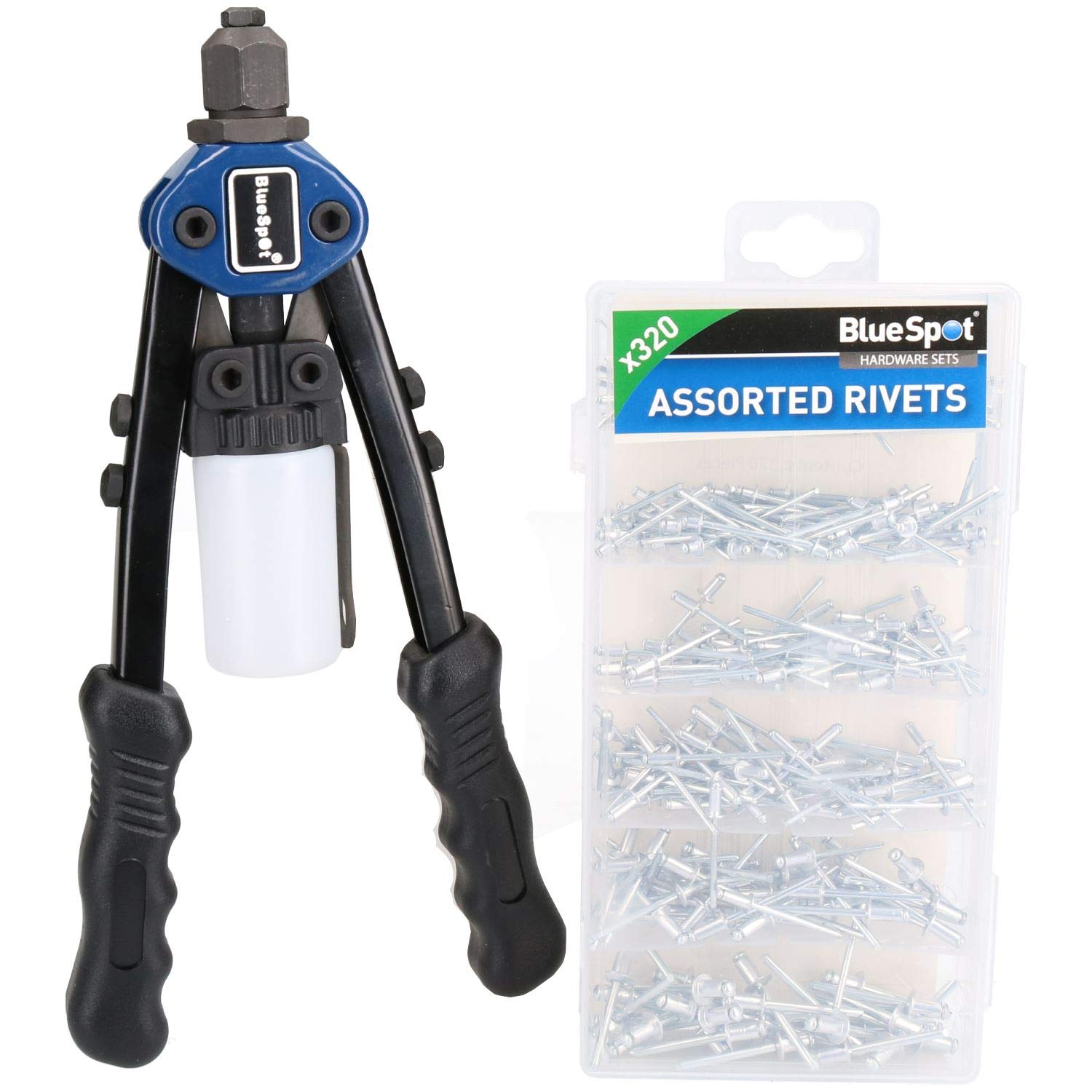 Heavy Duty Hand Riveter Pop Pot Rivet Tool 2.4 – 4.8mm + 320 Aluminium Rivets