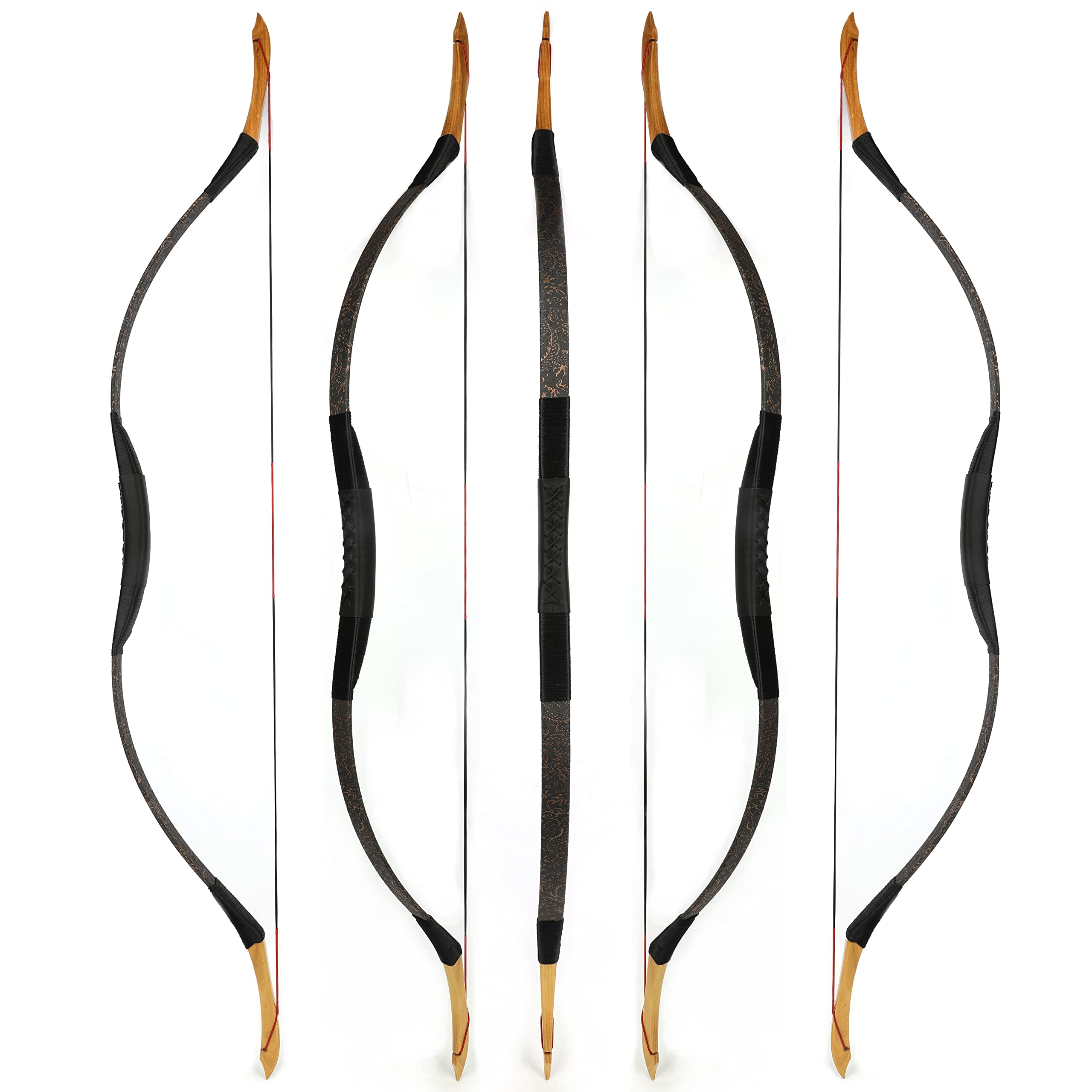 Traditional Hunting Longbow | Handmade Wooden Mongolian Style Bow | Adults Youth Beginners | Ambidextrous‌