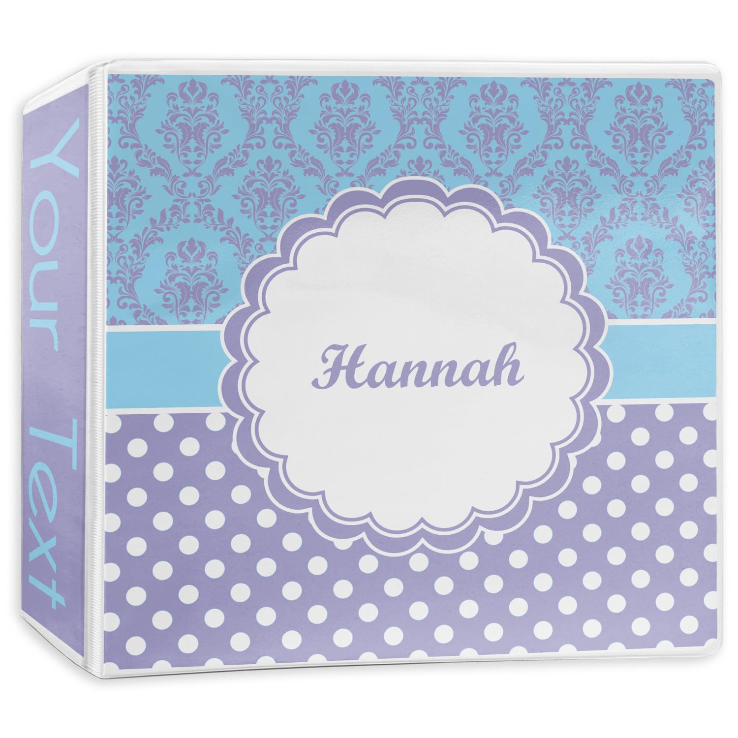 Personalized Purple Damask & Dots 3-Ring Binder - 3 inch