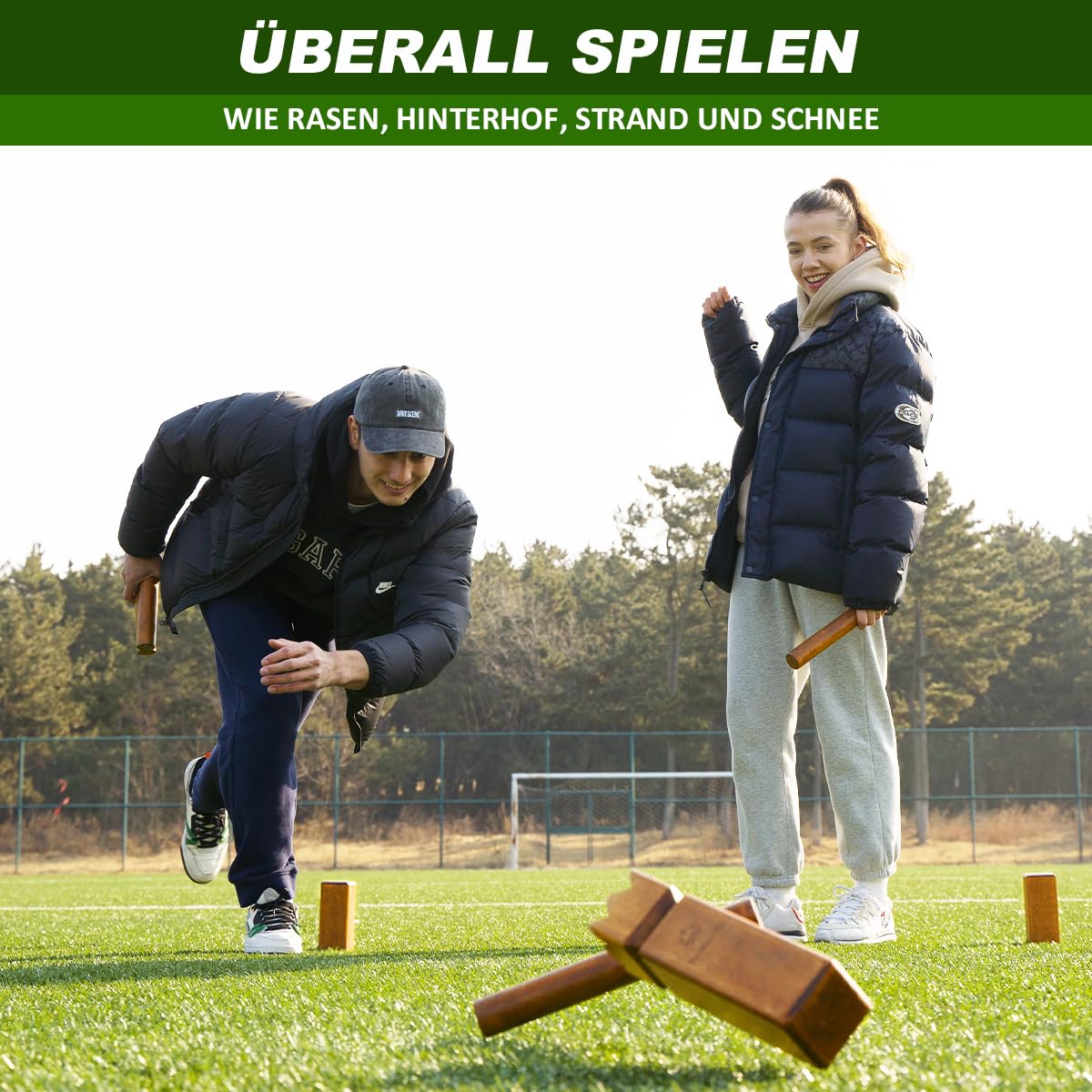 SunNordic Kubb Wikinger Wurfspiel, Schwedisches Schachspiel Aus Hochwertigem Gummibaumholz, Inklusive Tragetasche Aus Segeltuch Und Spielanleitung – Robustes Kubb Yard-Spiel FüR Kinder Und Erwachsene