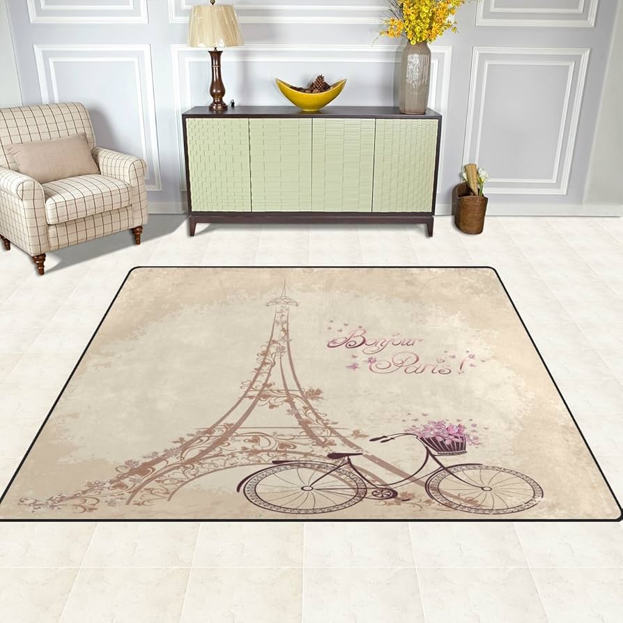 MADURA ラグ Paris購入 Amazon|ALAZA Bonjour パリ エッフェル塔 バイク ビンテージ