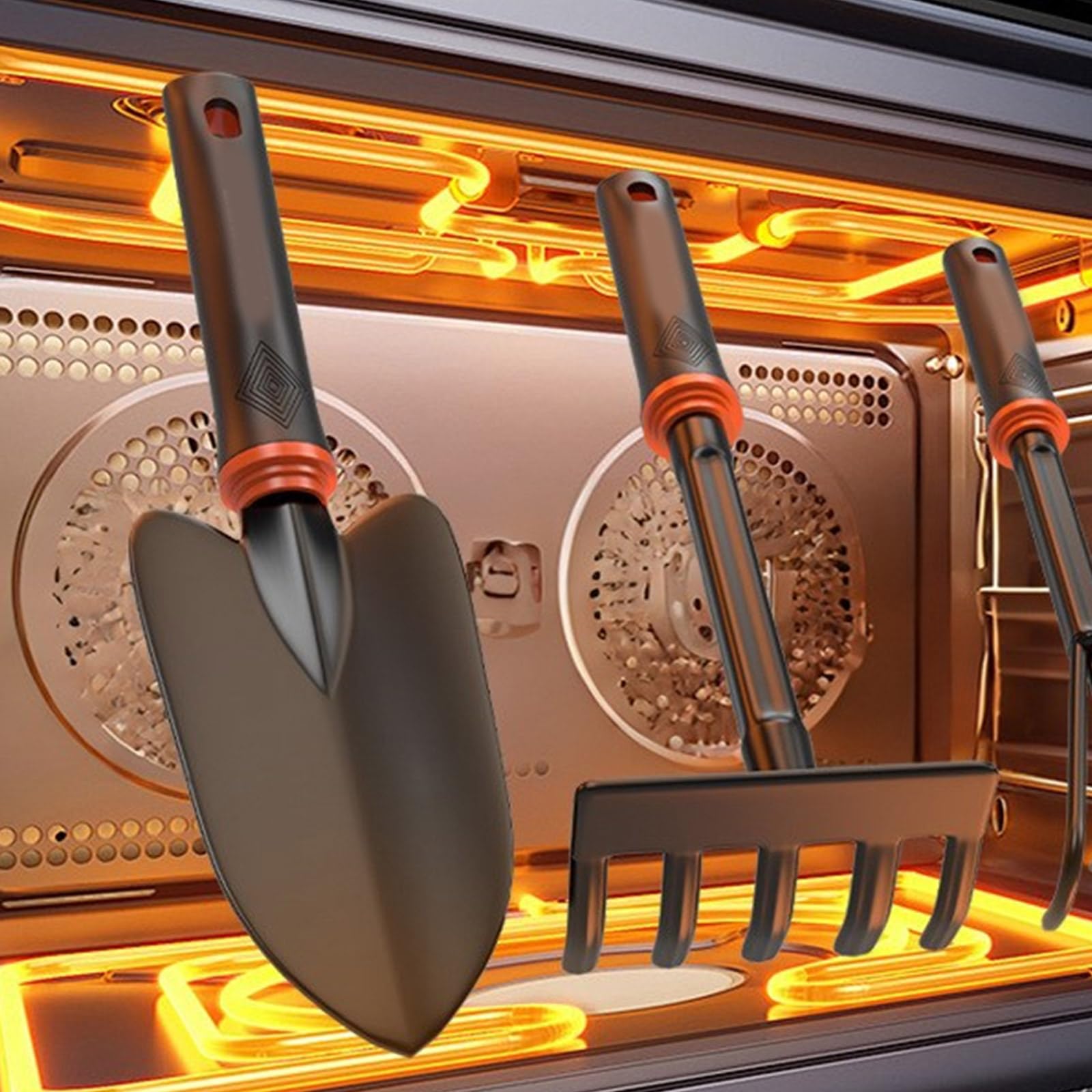 Ensemble d ' outils de jardin professionnels, Construction en acier carbone, poignée confortable avec revêtement en caoutchouc, poignée pour les tâches d ' aménagement paysager Garden Tool Set
