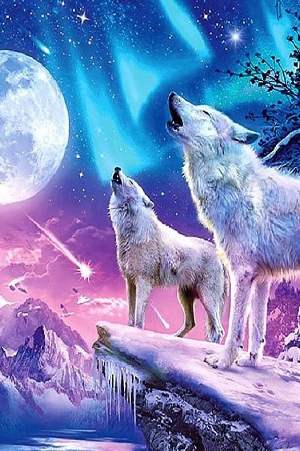 Picmondoo Diamond Painting - 40x60cm - Weiße Wölfe im Winterland