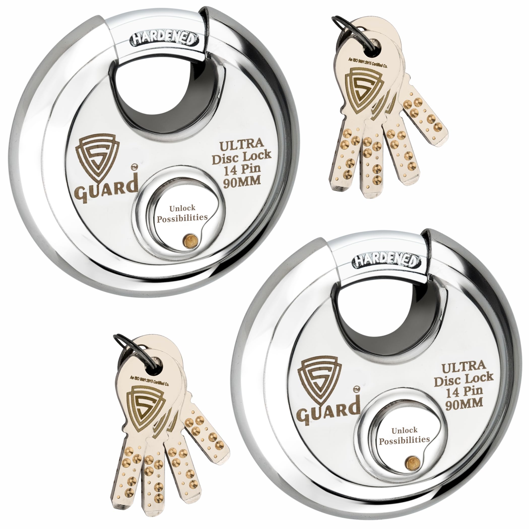 S-GUARD Stainless Steel Shutter Lock for Shop, Main Gate| Main Door| Godowns| Offices| Warehouse| Trucks- Silver,Laser Mark, 4 Computerized Keys-14 Pin, 304 Steel (Disc Lock-90MM- Pack of 2) (B0CTGDFQN1) Amazon Price History, Amazon Price Tracker