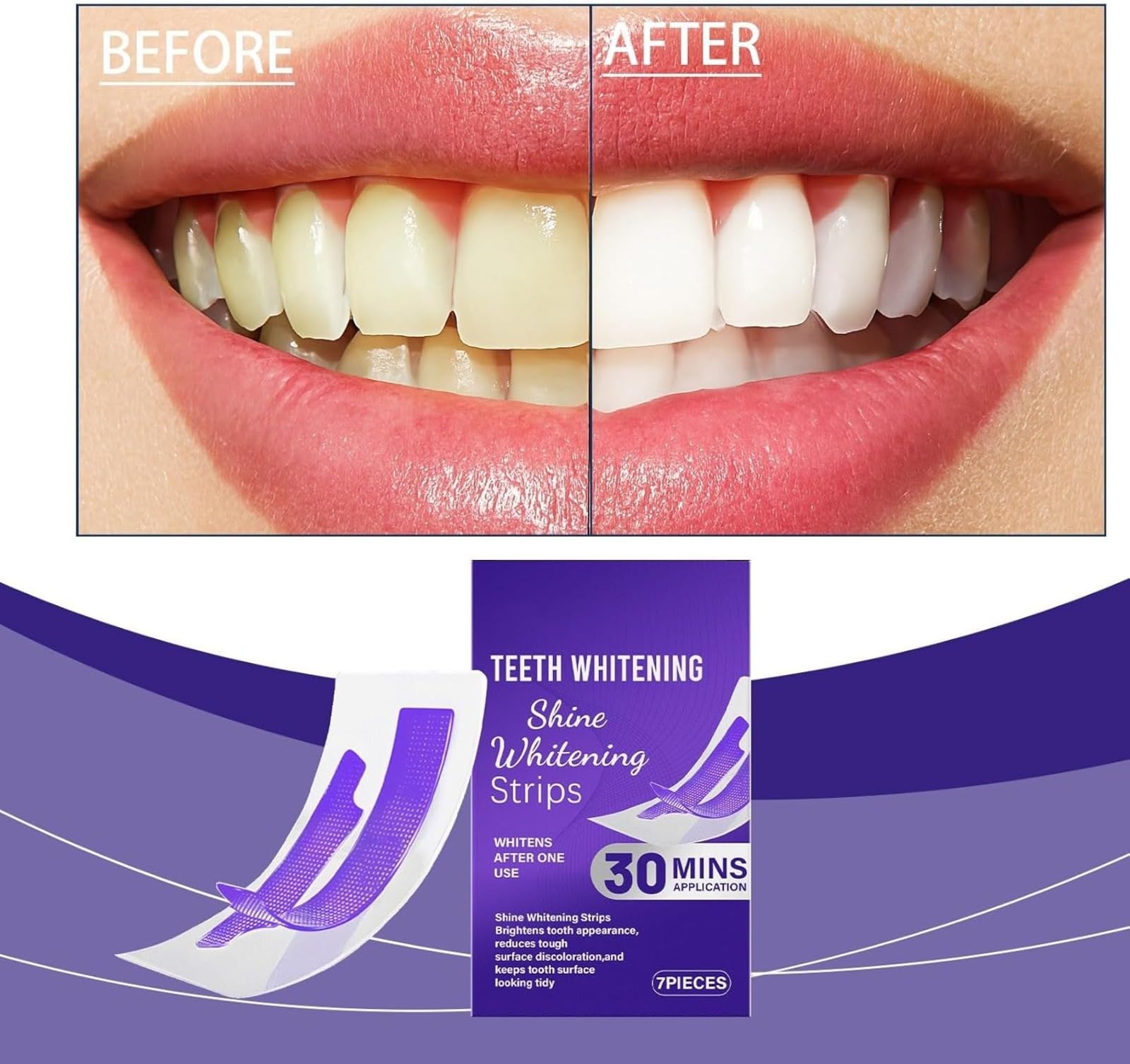 schiarimento Istantaneo Senza Perossido, Neutralizza Il Giallo E Illumina Il SorrisoStriscia Sbiancamento Dentistico 7 Pezzi