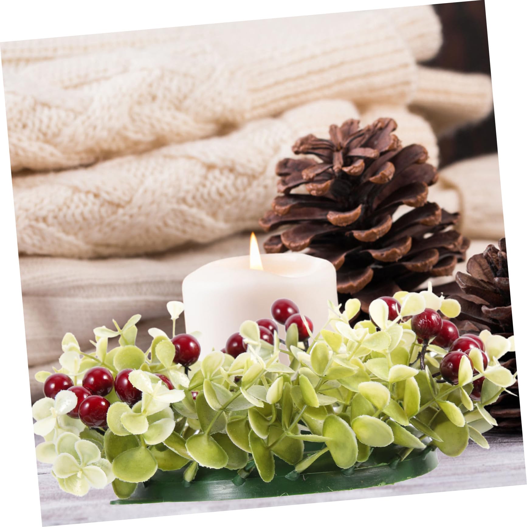TOPBATHY 5 Piezas Guirnalda de Velas navideñas de Velas Decorativas de Velas de eucalipto Adornos navideños Christmas Decoraciones decoración de Mesa navideña