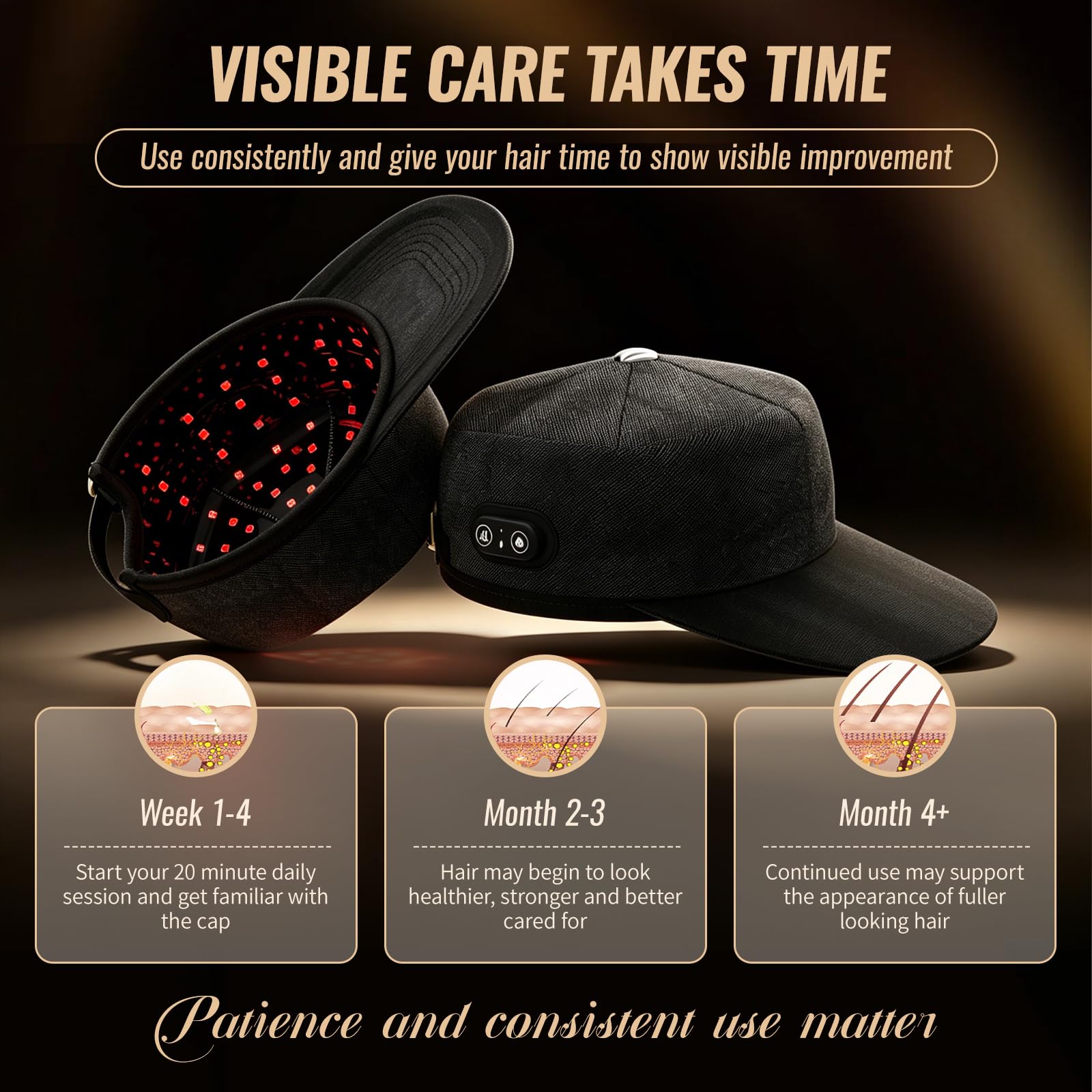 Gorra de Luz Roja para Crecimiento de Cabello, 660nm y 850nm, Inalámbrica, 108 Perlas LED, 3 en 1, 4 Modos y 3 Brillos, para Mujeres y Hombres