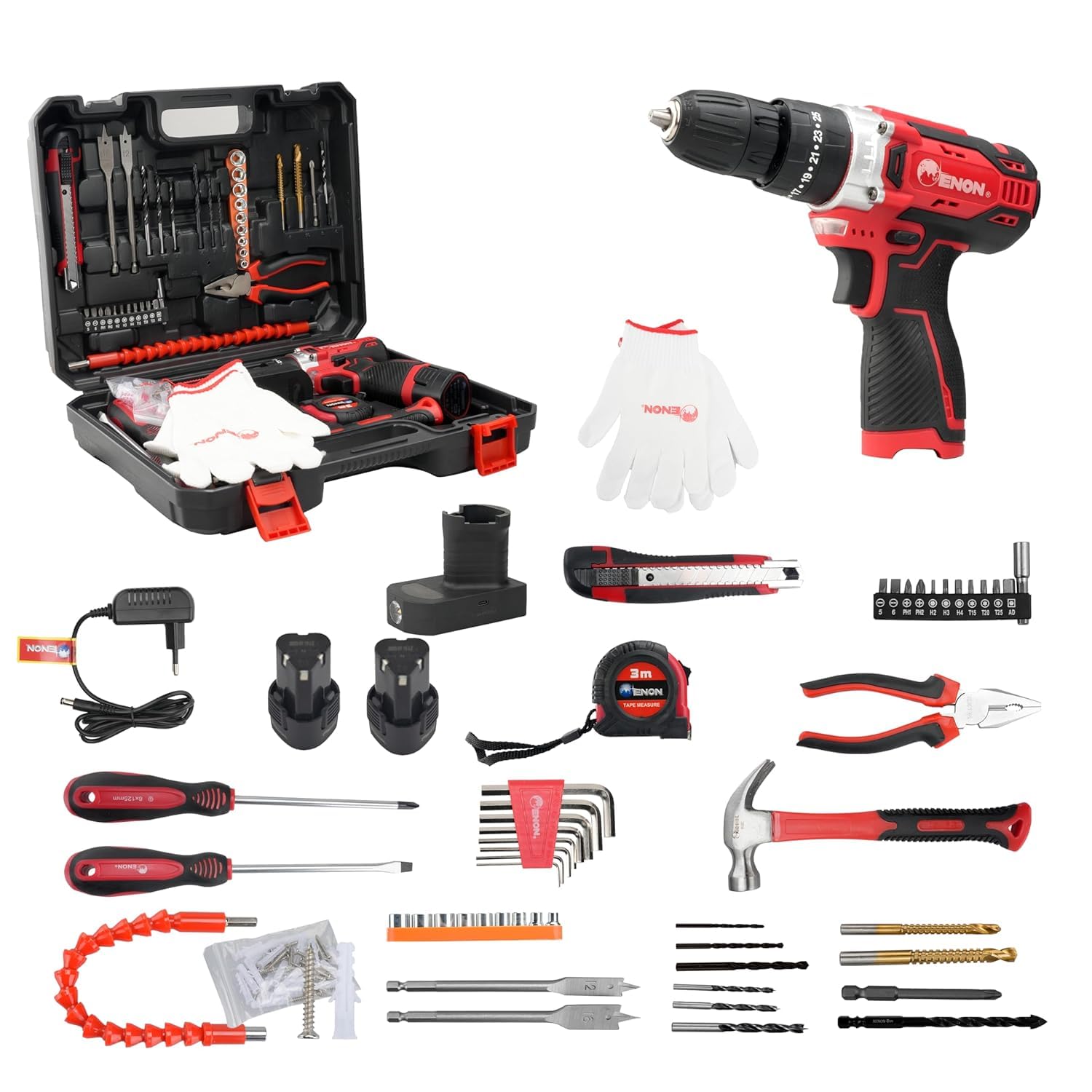 ENON 12V Cordless Drill Machine Kit Set With 86Pcs Powerful 300W Motor,2 Modes Of Speed,420-1500Rpm,Cordless Drilling Machine For Home Use Perfect For Drilling Wood,Metal (Xe-Cd1211),Multicolor (B0CHWG8FH7) Amazon Price History, Amazon Price Tracker