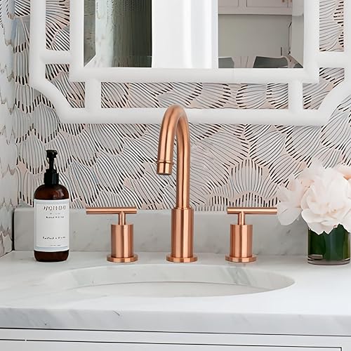 Miniatura 2 de Grifo de lavabo de baño comercial de tres agujeros de 8 pulgadas con dos manijas - Akicon (cobre)