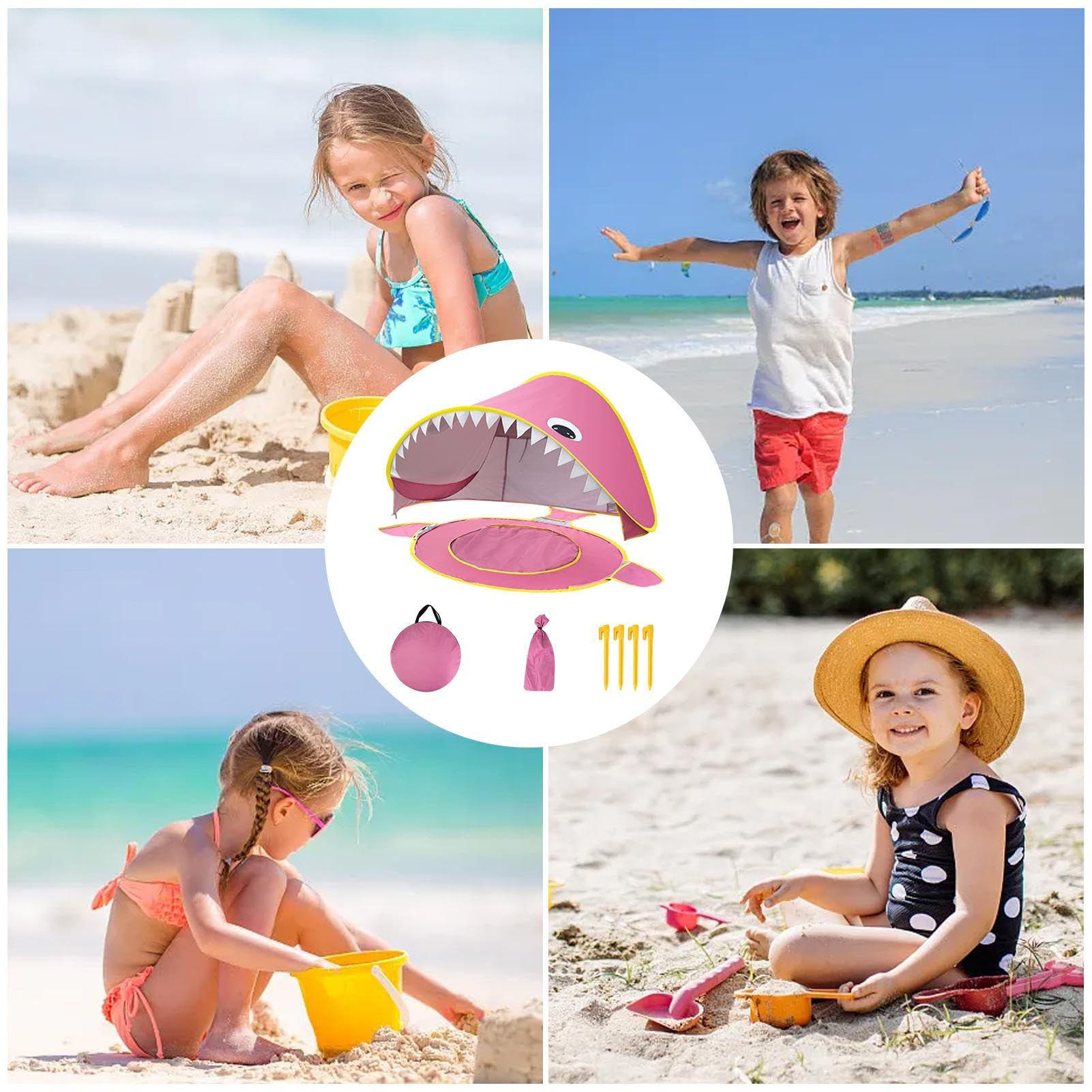 da spiaggia per bambini, all'aperto per bambini, da gioco in campeggio dei cartoni animati, Protezione UV, piccola piscina incorporata, rifugio per sole portatile, baby parasole pieghevole fuori da so