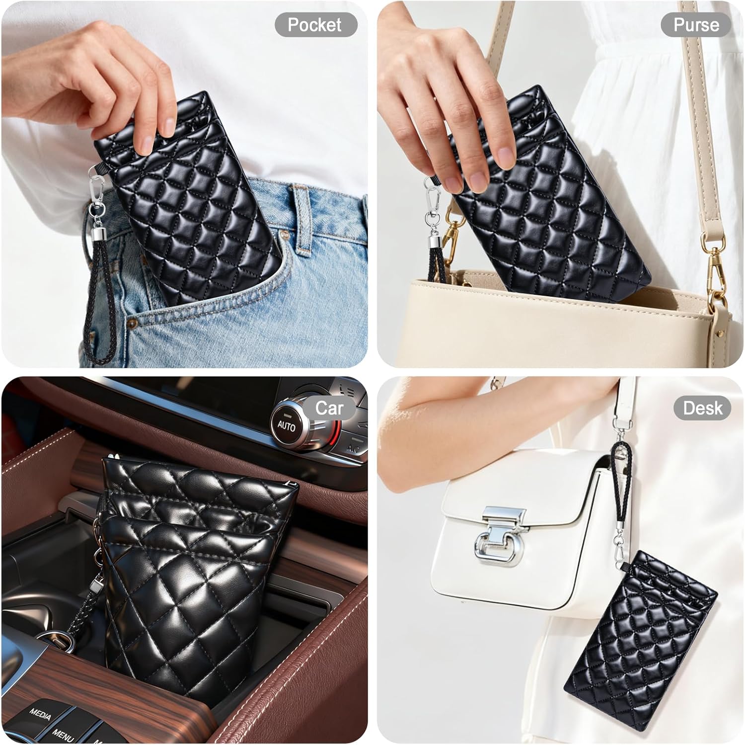 Double Glasses Case Dual Sunglasses Case, Soft Eyeglass Cases for Women Squeeze Top Sunglasses Organizer - Image 6