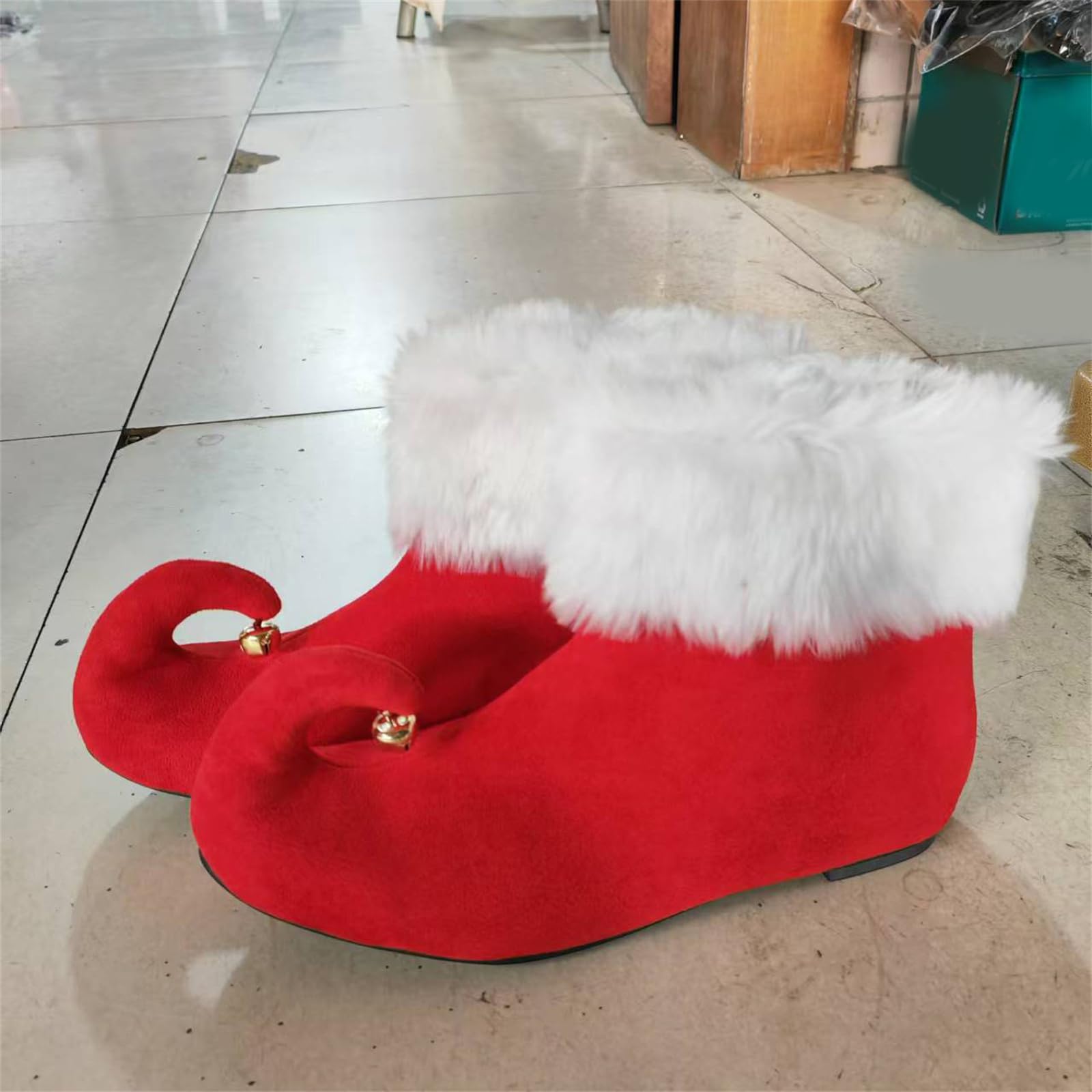LUOFENG Fundas de zapatos de payaso de Navidad, fundas de felpa para zapatos, fundas de zapatos de elfos, cubrezapatos de payaso, cosplay, accesorios de disfraz de Halloween