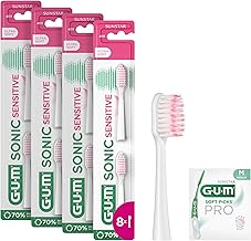 GUM SONIC DAILY Cabezales de Recambio para el cepillo de dientes sónico | x4 Packs de 2 (x8 recambios en total) +1 muestra extra