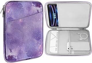 MoKo 9-11 Inch Tablet Sleeve Case, Fits iPad air 5/4 10.9" 2022, iPad Pro 11 M2 2022-2018, iPad 10th 10.9 2022, Galaxy Tab S8/A8/A7 2022, Protective Bag Carrying Case with Pocket, Purple Starry Sky