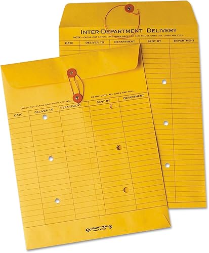 Quality Park Sobres interdepartamentales, cuerda y botón, marrón Kraft, 10 x 13, (QUA63650)