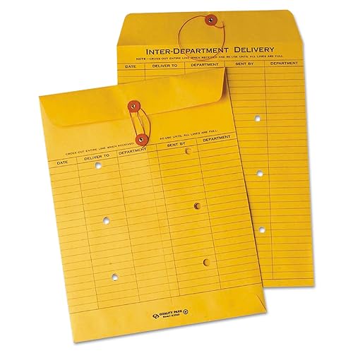 Quality Park Sobres Interoffice, cuerda y botón, marrón kraft, 10 x 13, 100 por caja (QUA63650)