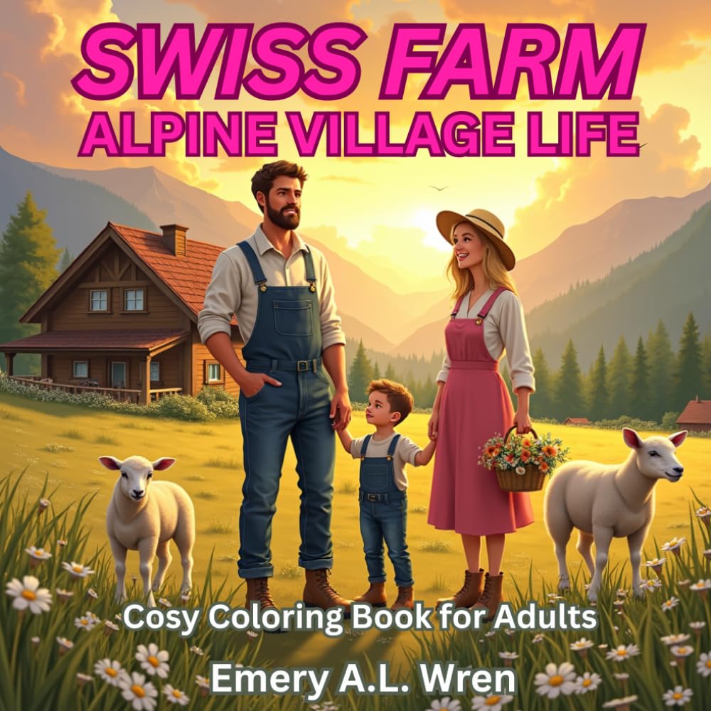 Swiss Farm: Alpine Village Life: A Cozy Coloring Book for Adults (Swiss Farm Coloring Series)