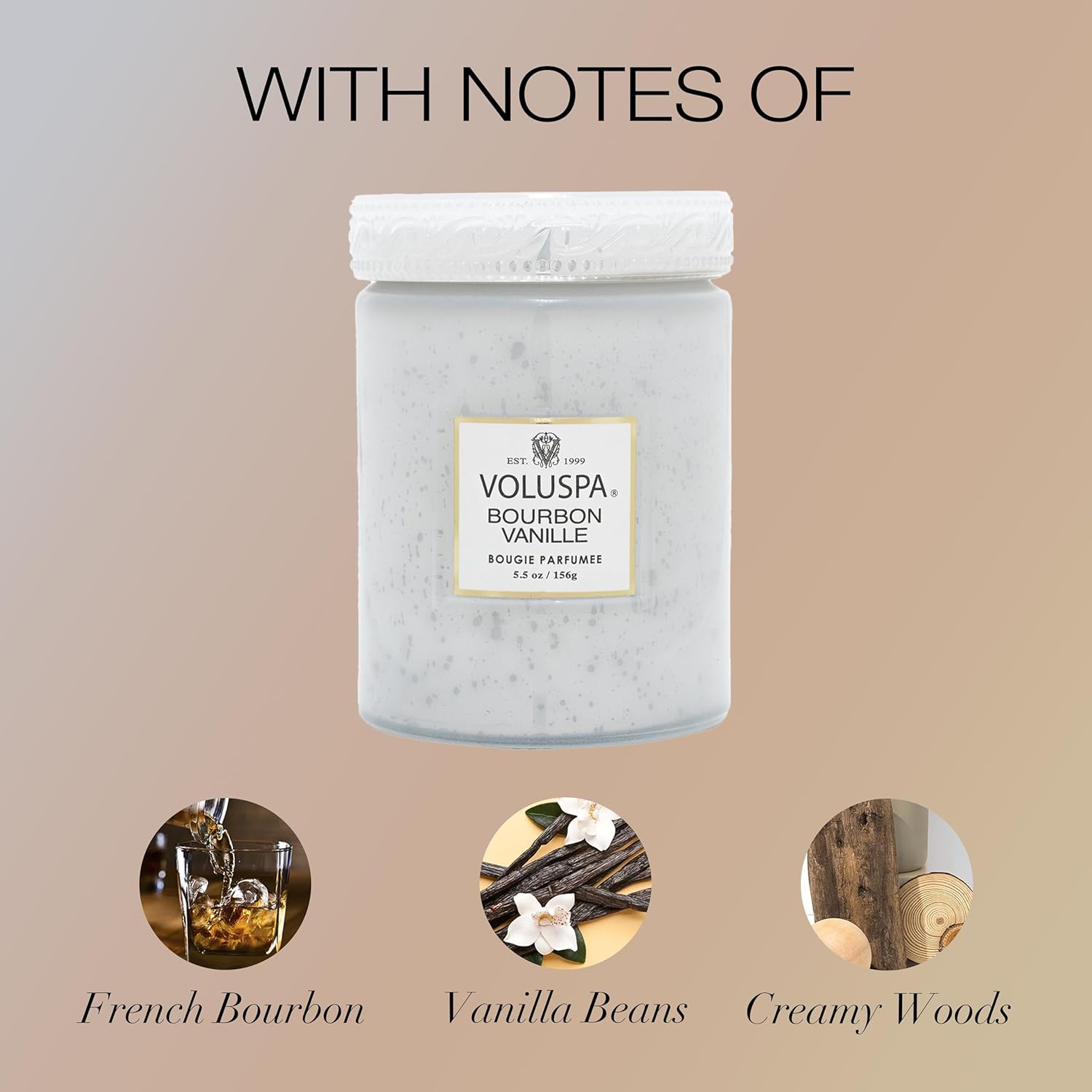 Bourbon Vanille Gold Glass Jar Scented Candle, 5.5 oz
