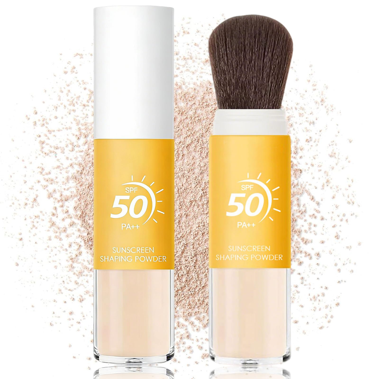 Mineral Powder Sunscreen,2-in-1 SPF50 & Makeup Setting,Natural Matte Finish
