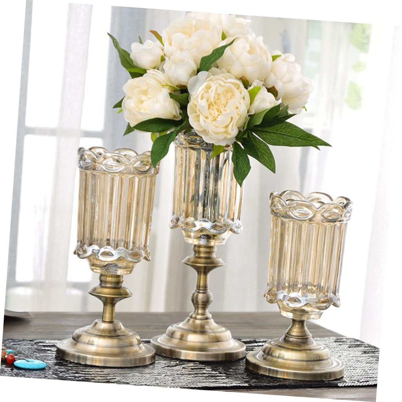 Jarrón de Cristal para Escritorio Decoración Estilo Europeo Creativo y Delicado Florero de Cristal para Sala de Estar Jarrón