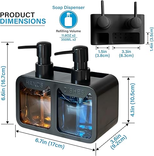 Miniatura 4 de Esby Juego de dispensador de jabón, dispensador de jabón para platos 4 en 1 para fregadero de cocina, dispensador de jabón de manos que ahorra