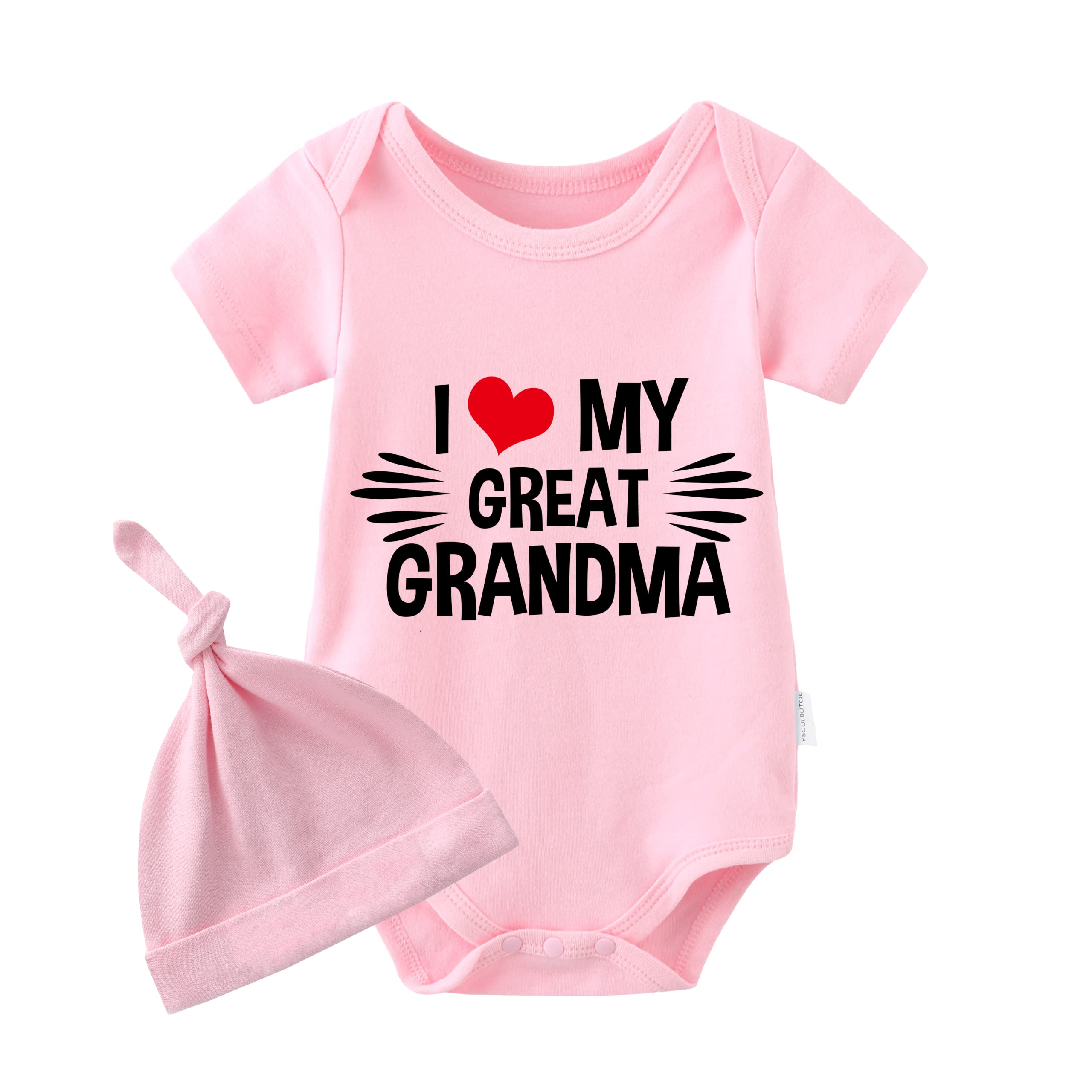 YSCULBUTOL Baby Twins Bodysuit I Love My Great Grandma Infant Baby Clothes Unisex Romper Twin Outfits With Hat