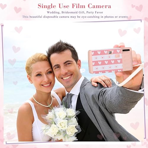 Miniatura 6 de Kigeli Paquete de 6 cámaras desechables a granel para bodas, cámaras de un solo uso de 1.38 pulgadas con flash desechables, película de cámara única