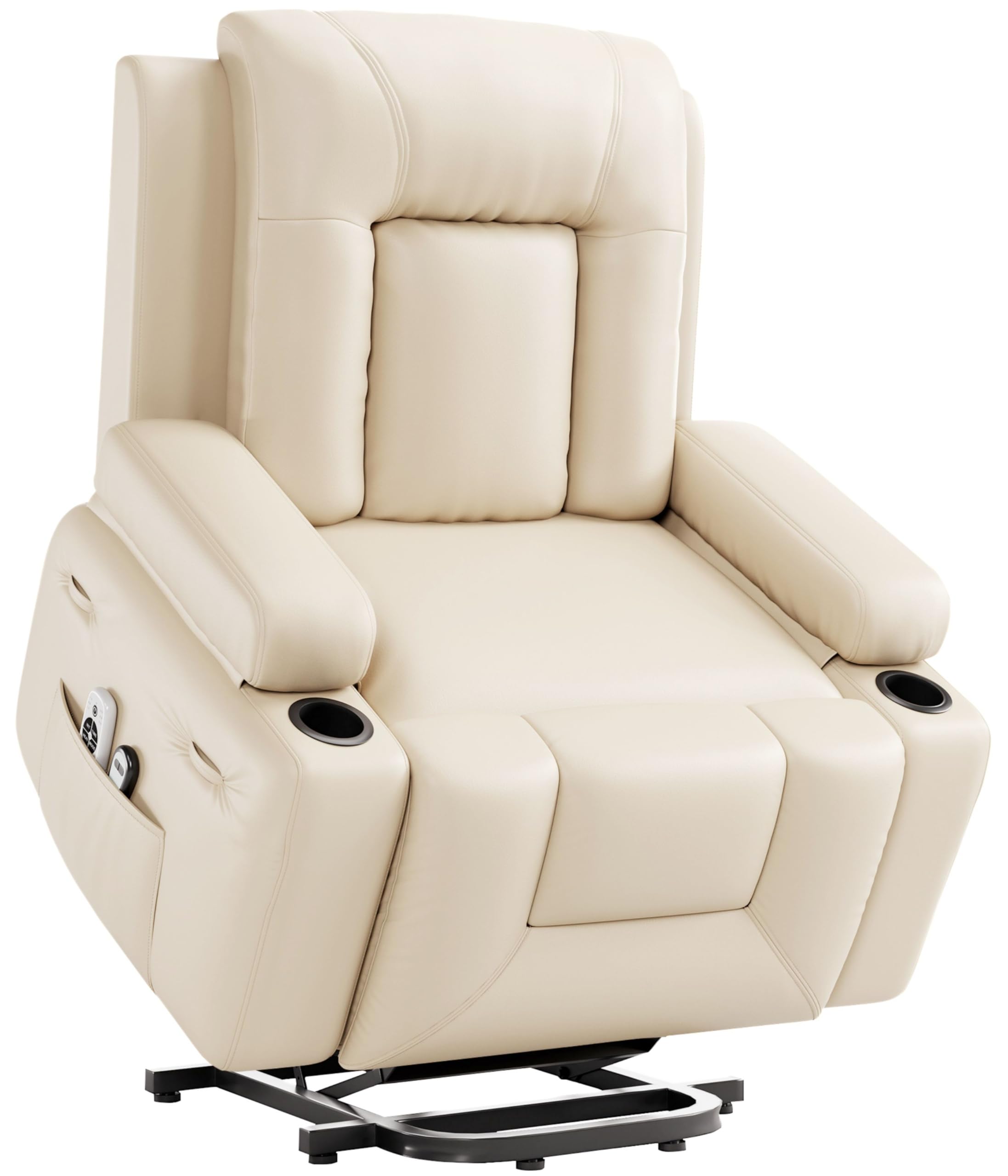 GarveeHome Oversized Wide Power Lift Recliner Chair - Heat and Massage, PU Leather, Adjustable Back and Legs, Electric Lift Chair Designed for The Elderly and People with Mobility impaired