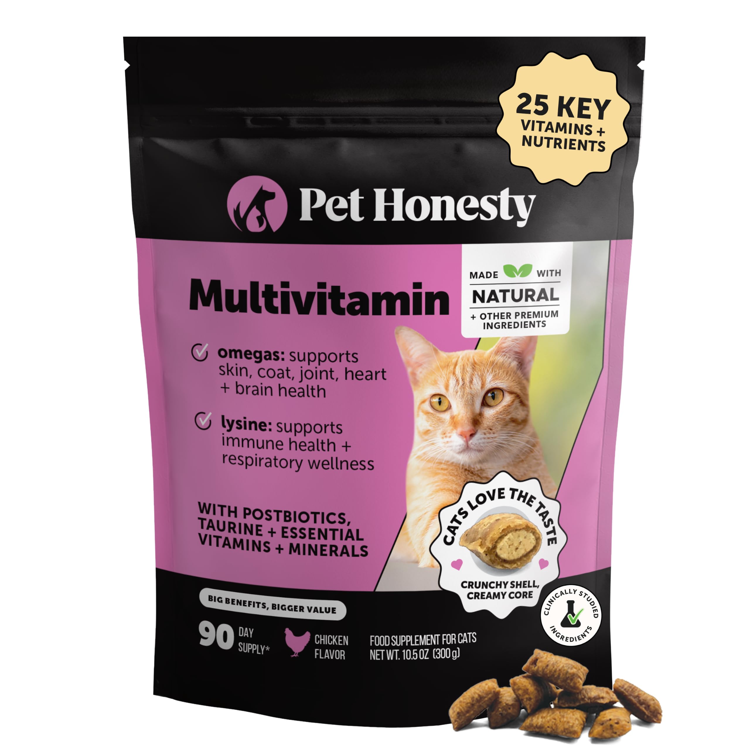 Pet Honesty Vet Backed Cat Multivitamin, Chicken, 90-Day Supply