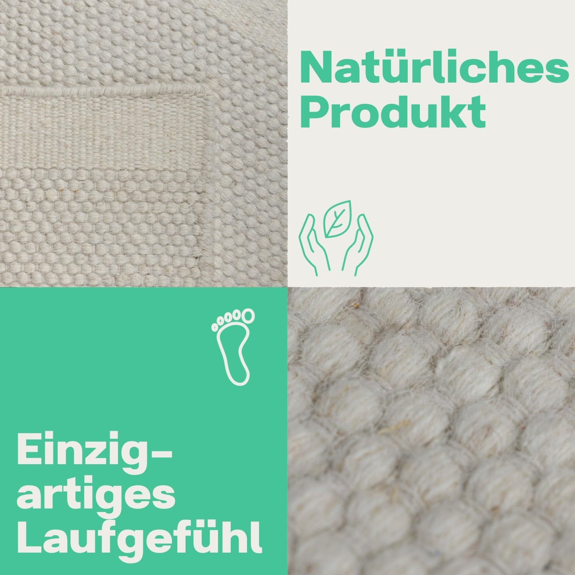 MY-RUG Wollteppich 200x240 cm - WoolHeaven Schurwolle Natur Weiß | Handgewebter Wendeteppich aus gewalkter Wolle, weich und robust, ideal für Wohnzimmer, Boho und Skandinavisch Design