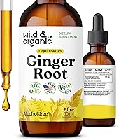 Vista 1 de Wild & Organic Gotas líquidas de extracto de jengibre, apoyo inmunológico y digestivo, suplemento líquido de raíz de jengibre, tintura vegana, sin