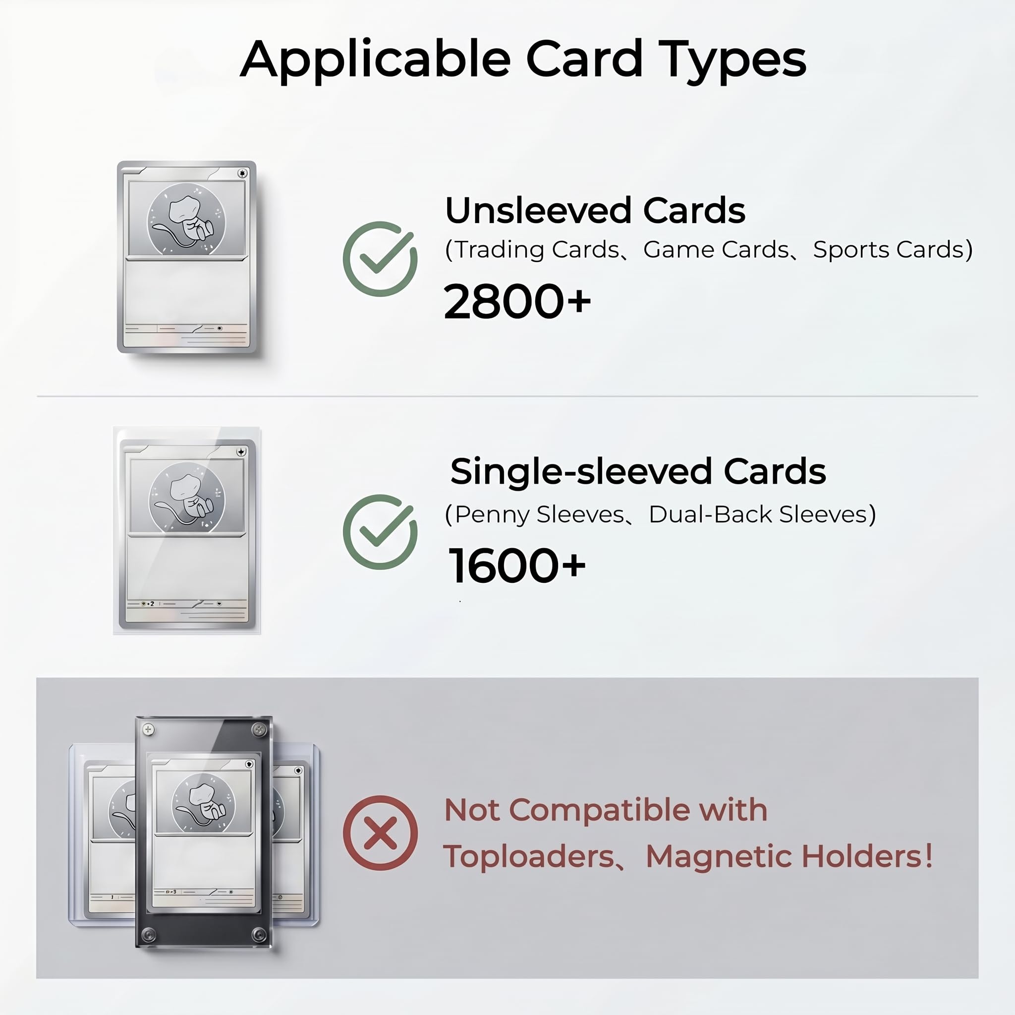 WOPITUES Caja de almacenamiento de tarjetas coleccionables con asa, caja de tarjetas de 4 filas con capacidad para 1600 tarjetas con funda, caja de madera MTG Commander con 10 separadores y 4 tapones