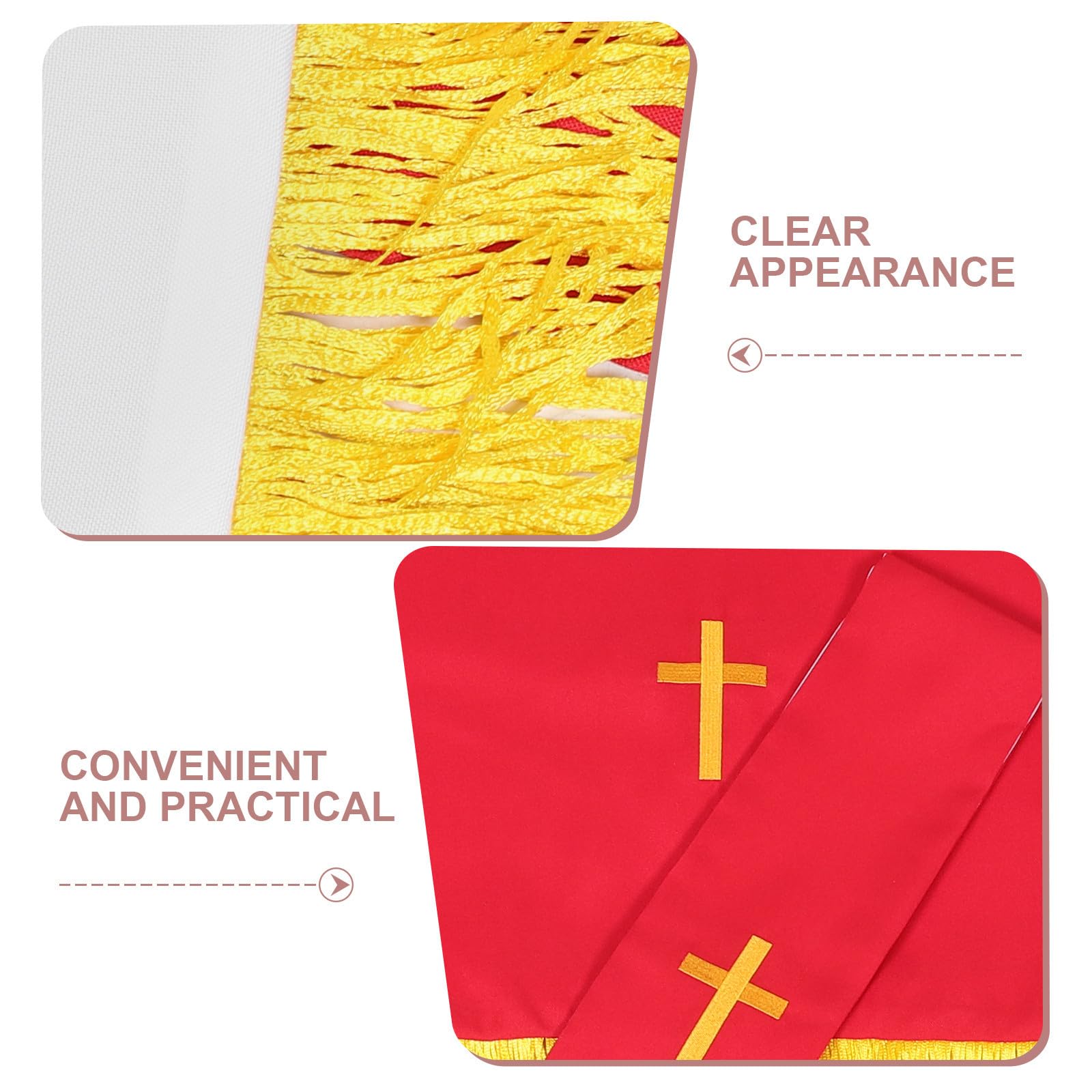 DECHOUS Set Reversibile per Pulpito e Altare con Ricamo Cristiano Rosso