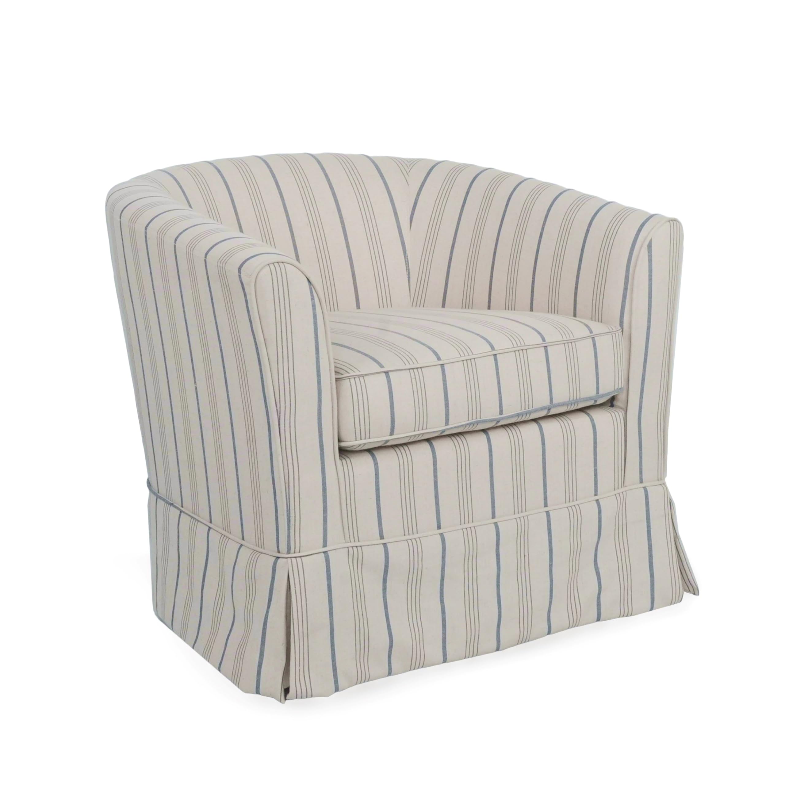 Cecilia Modern Swivel Club Chair, White/Blue Stripe