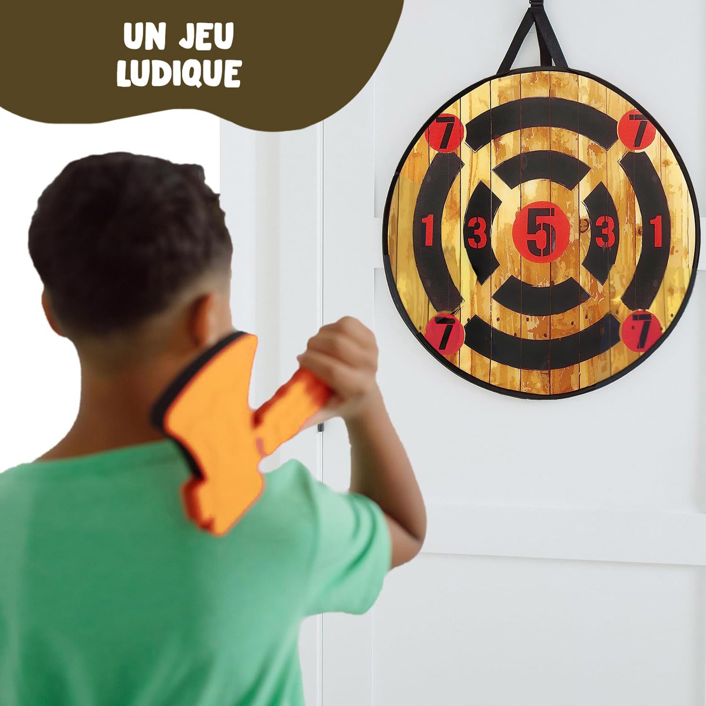 TimberToss | Jeu de Lancer de Haches | Jeux de Fléchettes pour Enfant et Adulte | Jouet en Mousse EVA pour Intérieur et Extérieur | Cible pour Mini Bucheron Fille Garçon | OriginalCup