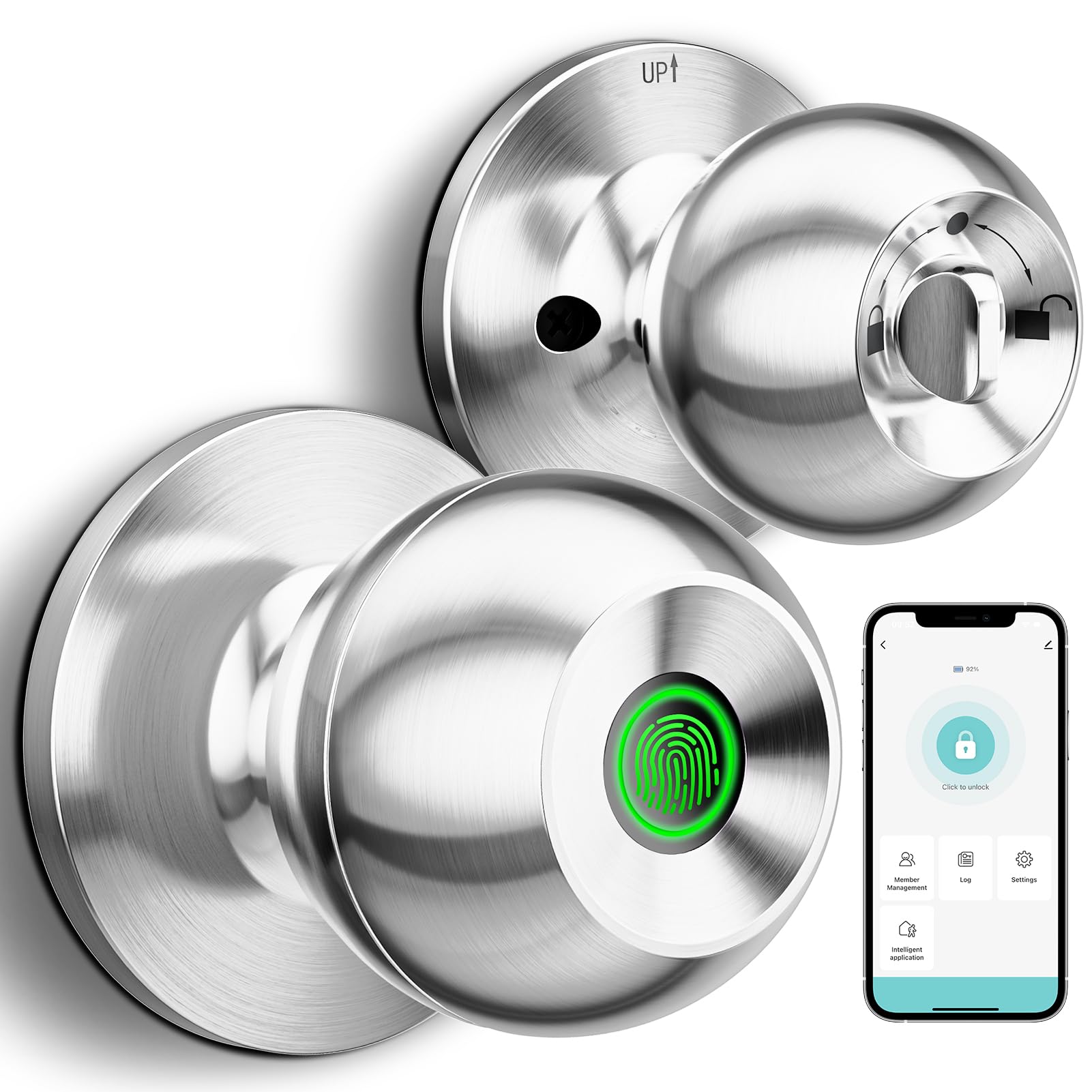GeekTale Fingerprint Door Lock, Smart Door Lock with App, Biometric Door Lock Fingerprint Door Knob Smart Lock, Lock from Inside, Great for Bedroom, Apartment, Office (B0D25T36XV) Amazon Price History, Amazon Price Tracker
