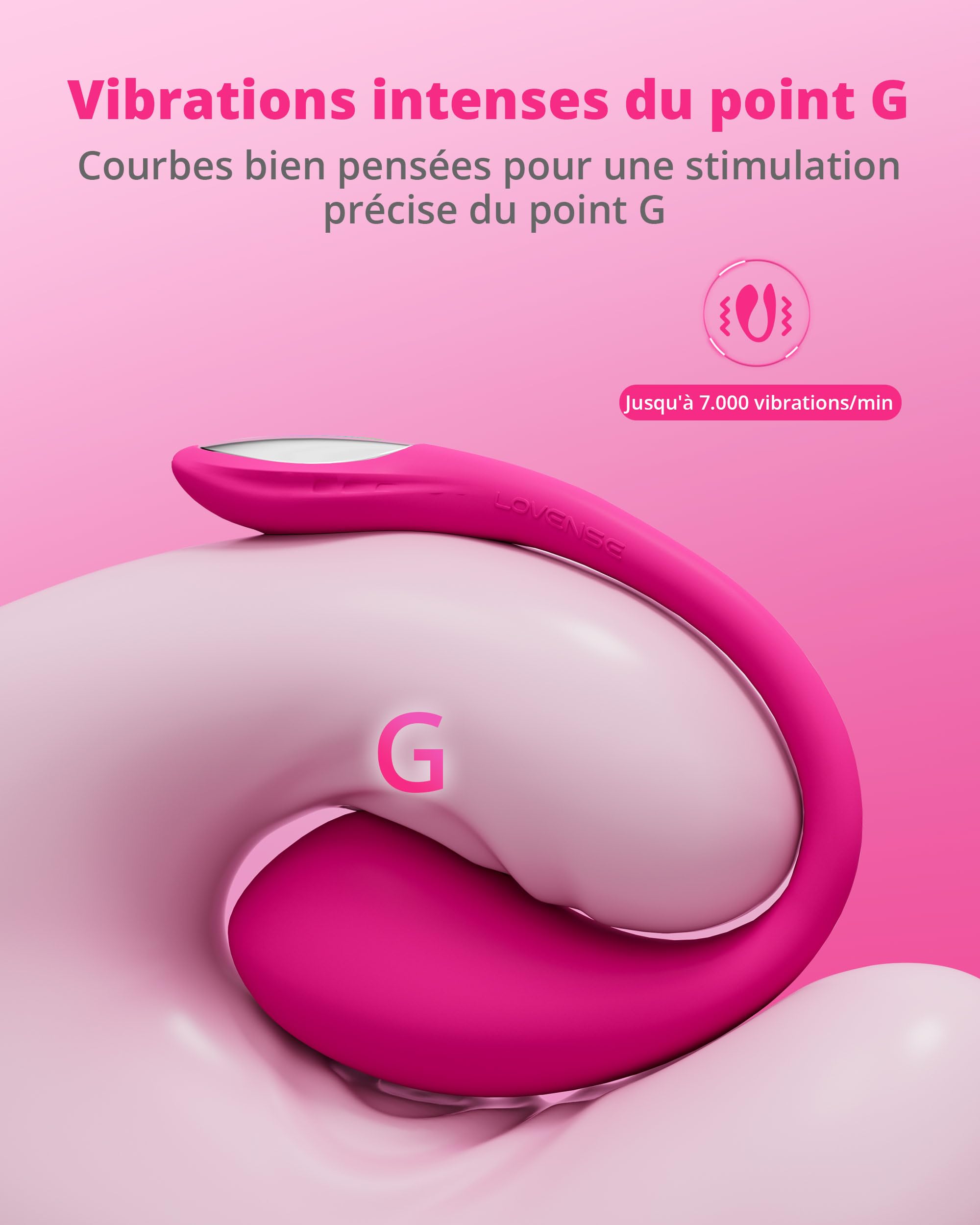 LOVENSE Lush 4 Vibromasseur Point G Connecté Œuf Vibrant Femme à Distance | Contrôle via application, Charge Rapide 5 Min = 60 Min, Étanche IPX7 avec LED, Télécommandé Couple