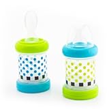 Sassy Baby Food Nurser – 4&plus; Months Set of 2- 4oz 100&percnt; Silicone Nipple and Spoon BPA-Free