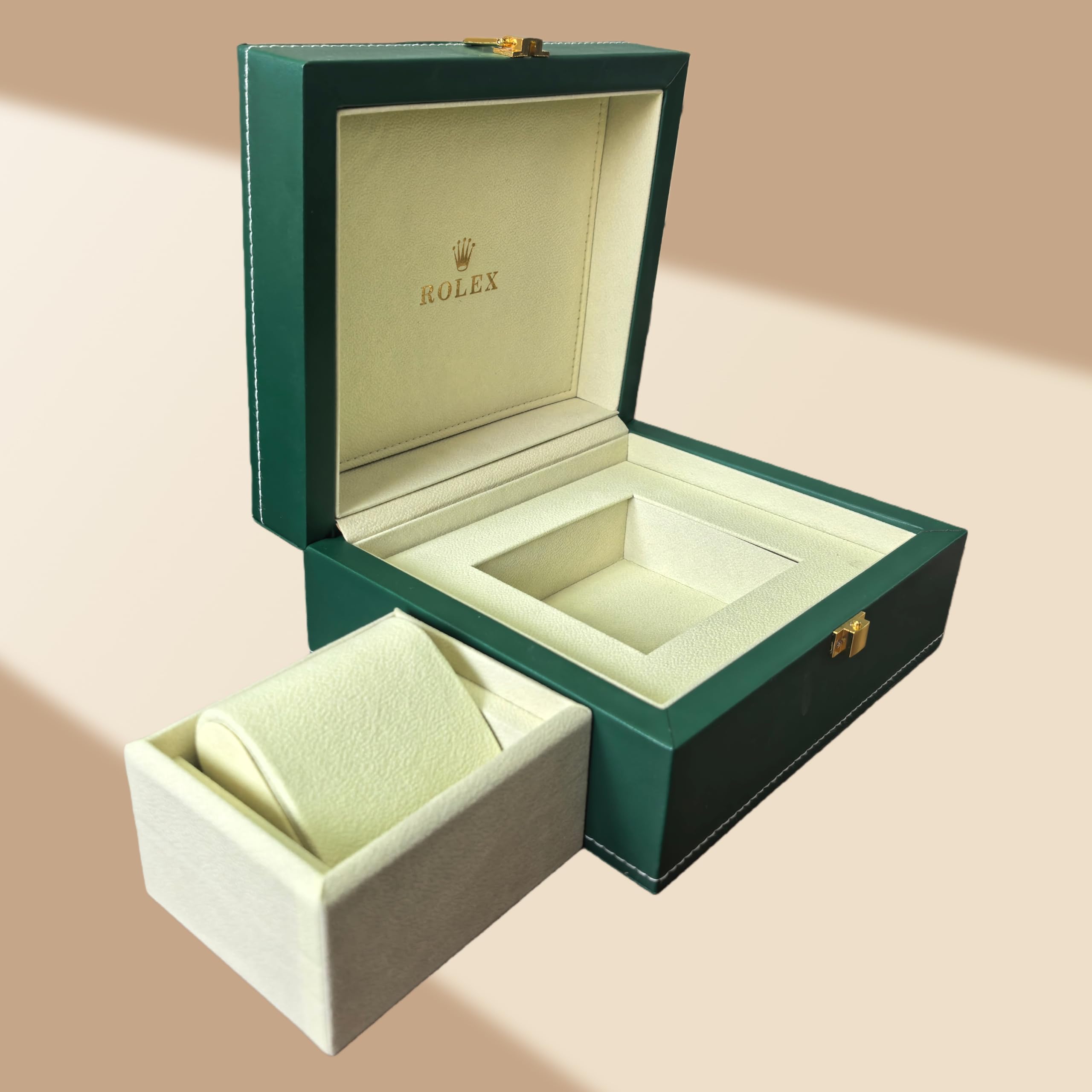 Scatola Gioielli Uomo Custodia Archiviazione Orologio Verde Pelle PU Porta Orologio Espositore per Rolex Yacht-Master