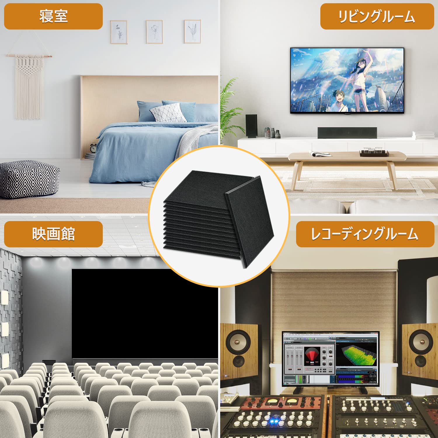 Amazon.co.jp: YOPIN 吸音材 200kg/m³ 高密度 吸音ボード 吸音対策 