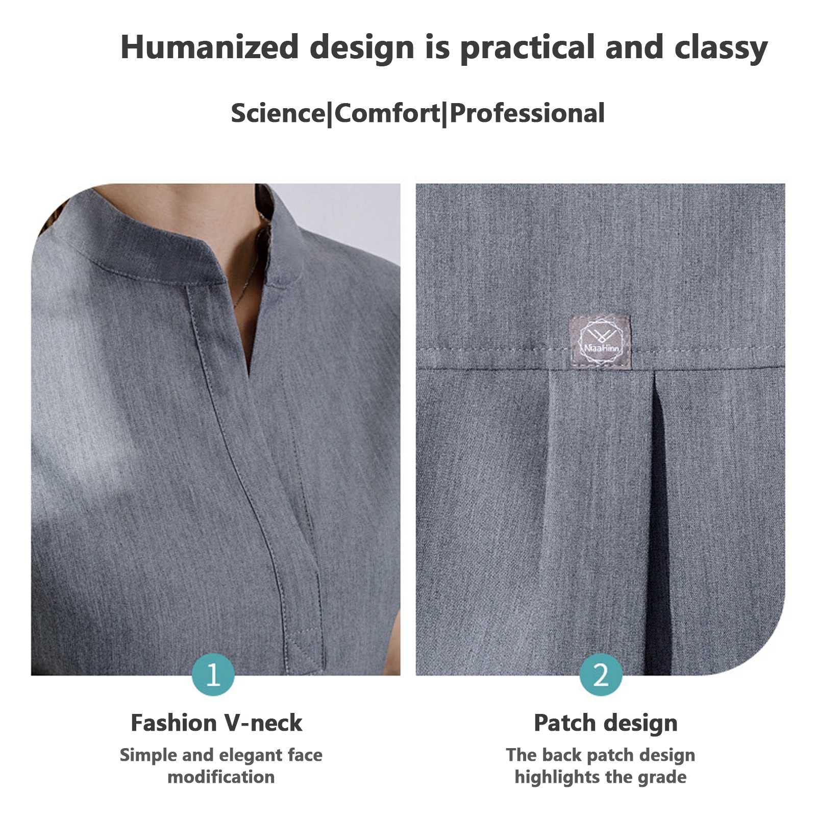 Uniforme Médico para Mujer, Pantalón con Bolsillos y Top Conjuntos Sanitarios Laboral de Enfermería