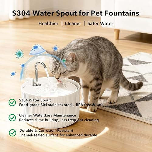 Miniatura 4 de Fuente de agua de cerámica para gatos, fuente de cerámica para gatos de 2.2 L78 onzas, fuente de agua automática de cerámica para gatos, fuente de