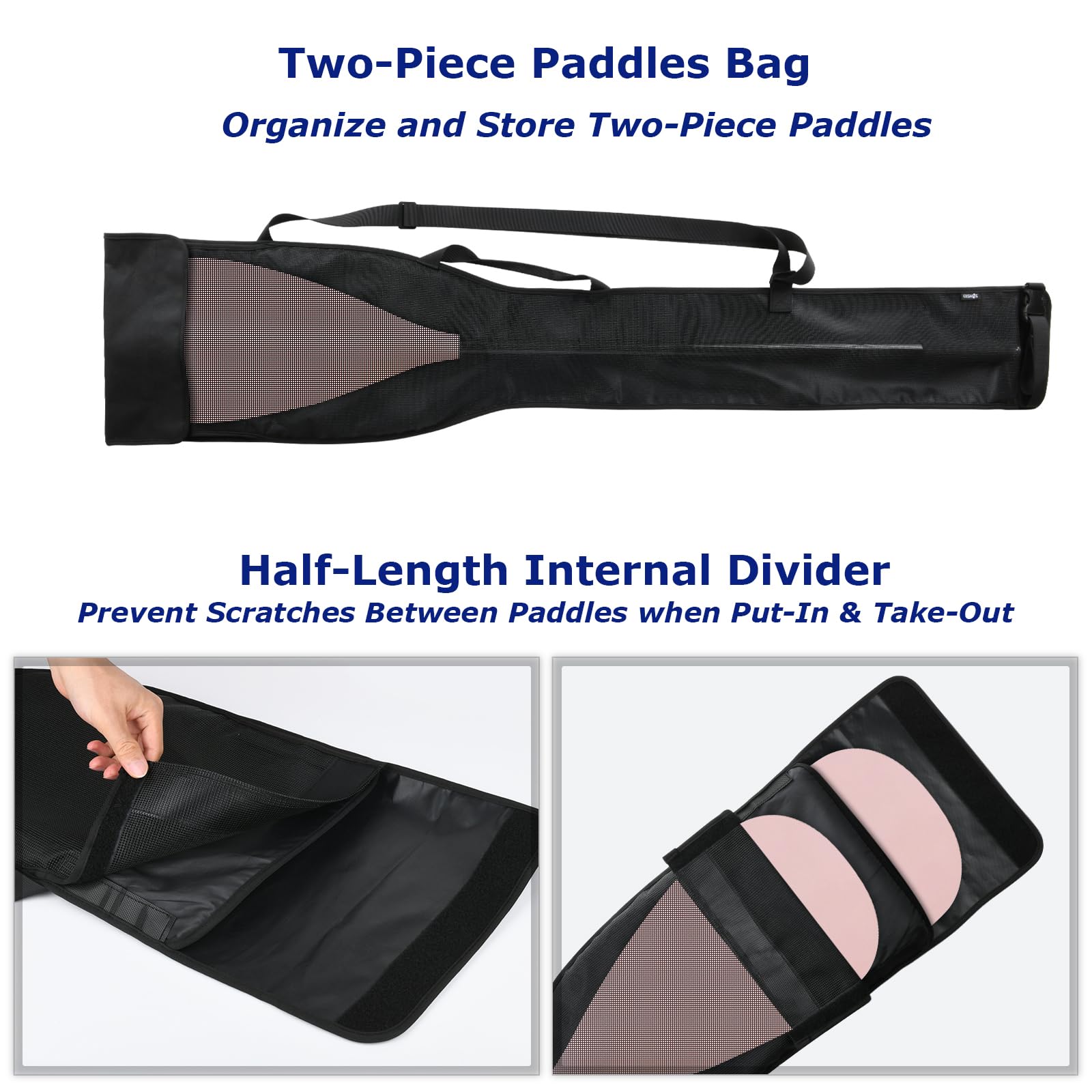 Sac De Rangement Ajustable Pour Pagaie De Kayak 3 Parties – Oxford Noir, Résistant à L’usure