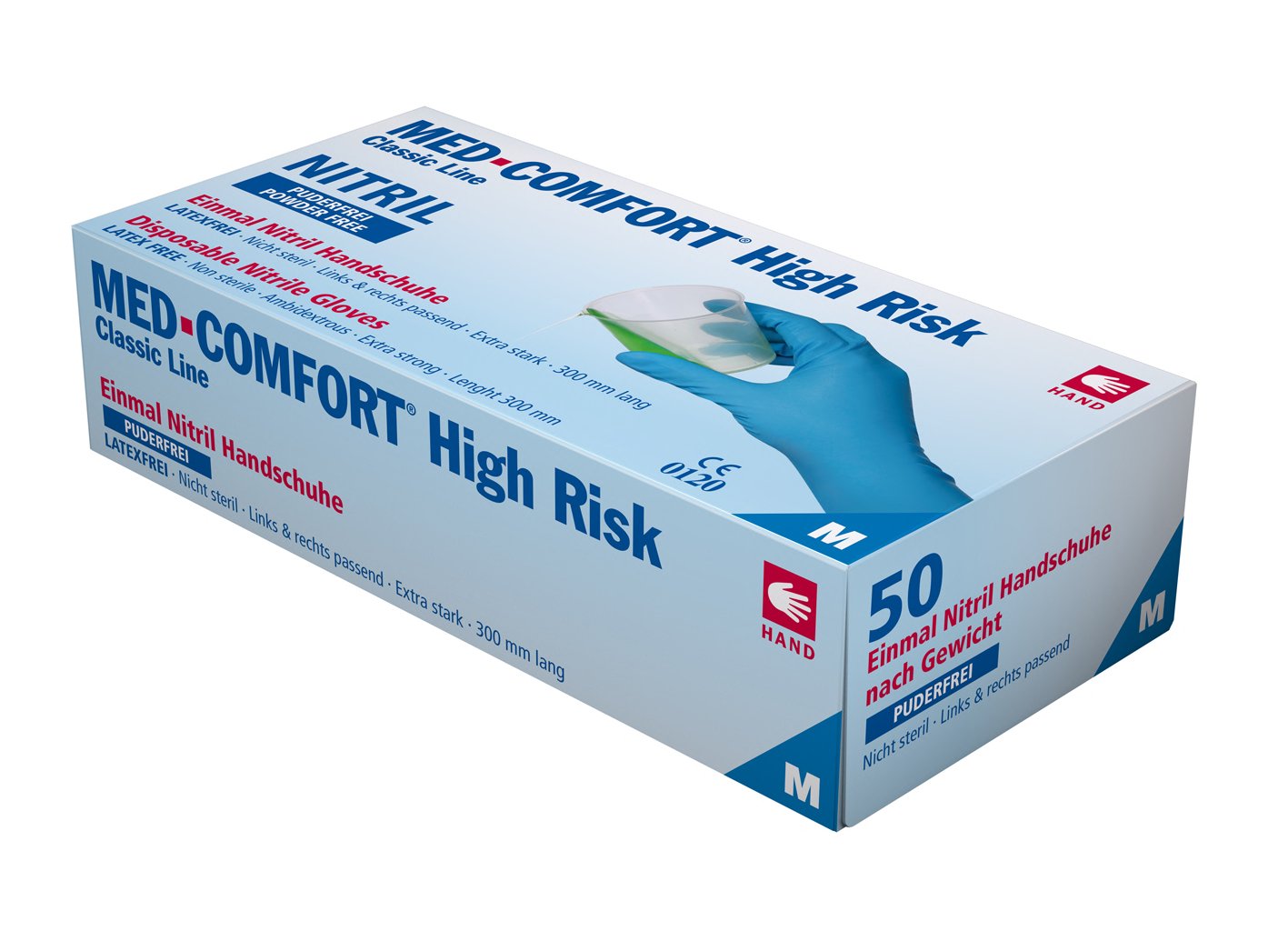 Einmalhandschuhe aus Nitril Ampri High Risk blau XL Gr.10, Chemikalienschutzhandschuh, Stärke 0,21 mm, blau, 50 Stück Baumarkt