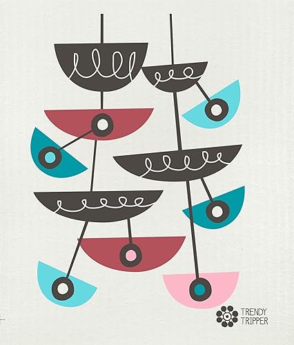 Miniatura 2 de Paños suecos, 3 diseños modernos de mitad de siglo, por Jenn Ski (azul, turquesa, naranja)