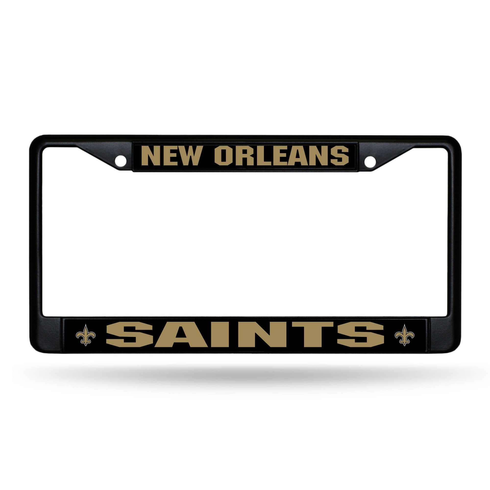 Rico Industries NFL Football Primary Black Chrome Frame with Plastic Inserts 12" x 6" Car/Truck Auto Accessory