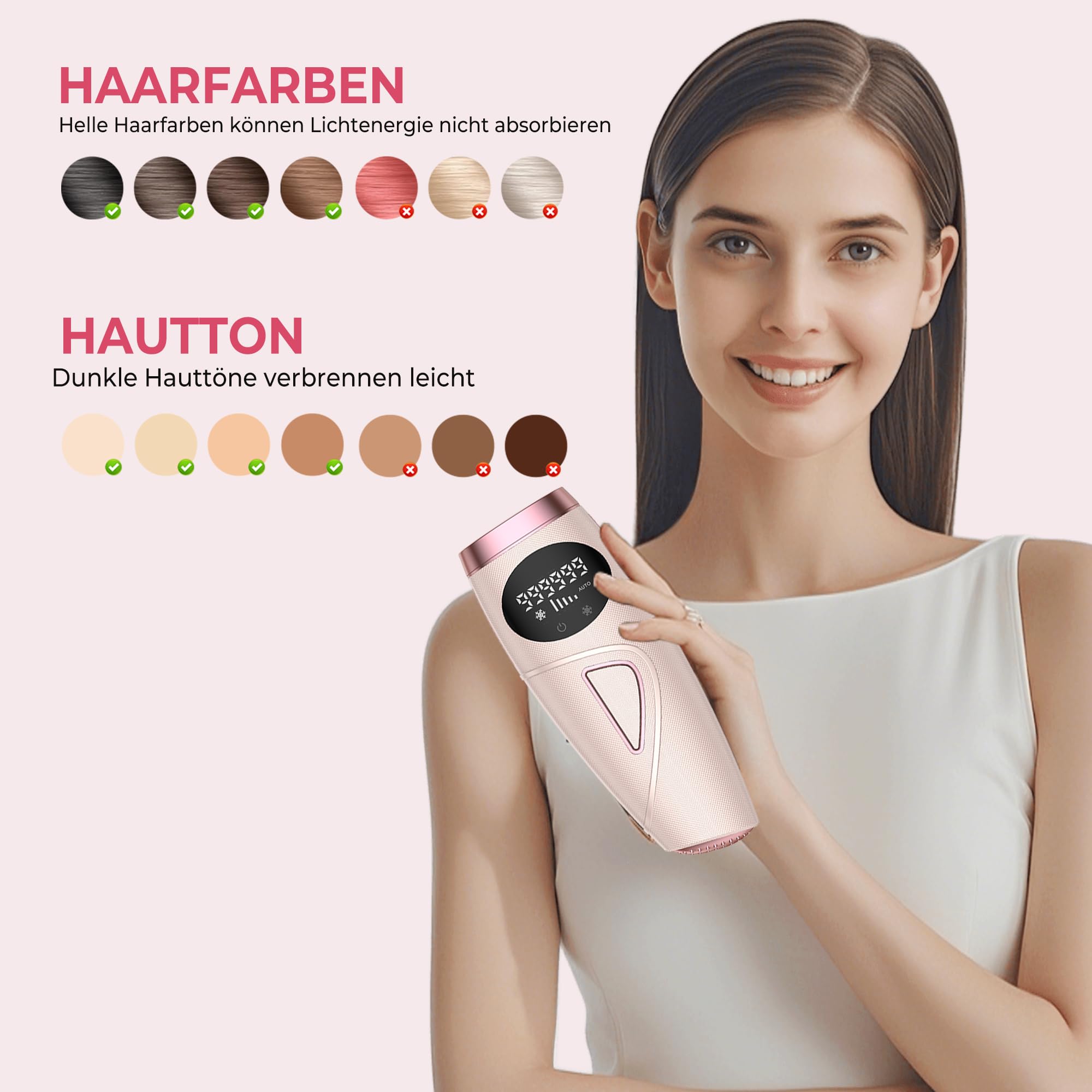 Atopskins IPL Haarentfernungsgerät, Schmerzlose Laser-Haarentfernung, 5 Intensitäten IPL Geräte Haarentfernung Und IPL Laser 2 in 1, Kann am Ganzen Körper Angewendet Werden, Inklusive IPL-Schutzbrille