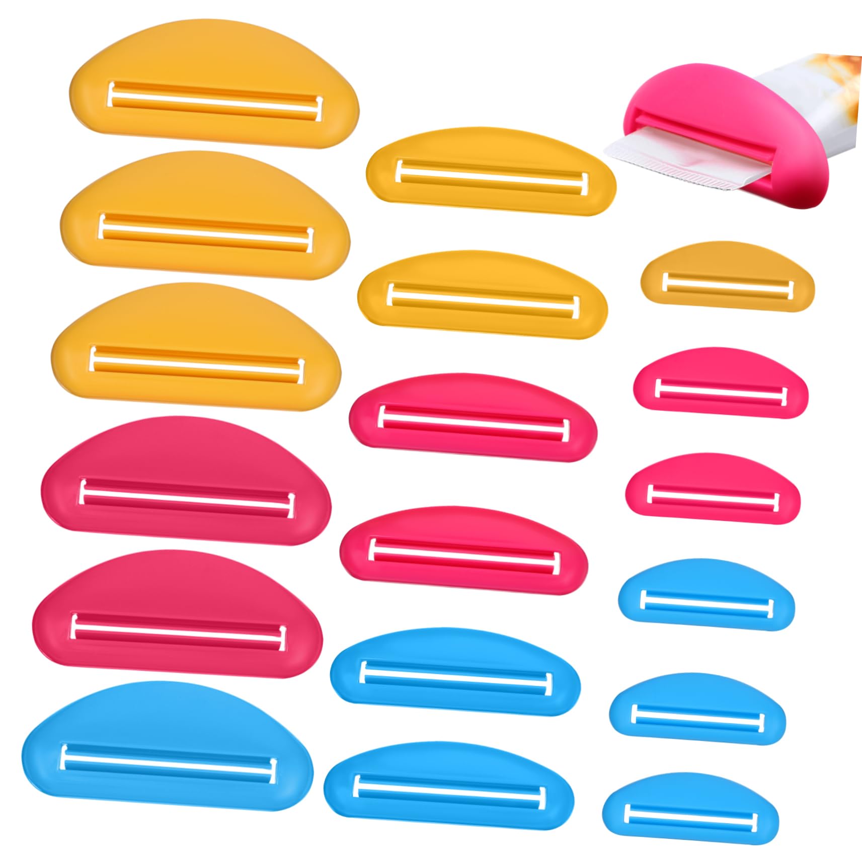 HOMOCONO Toothpaste Squeezer Set 18 Pcs Plastic Tube Squeezers for Toothpaste Cream Reduce Waste for Travel
