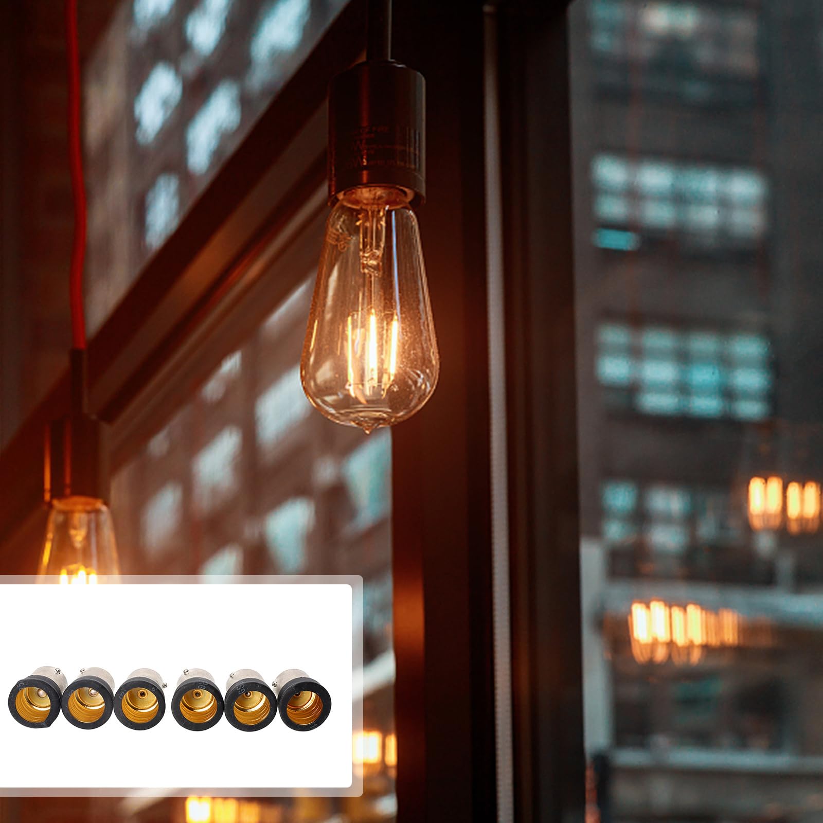 Uonlytech 6 Adattatori Da Attacco B15 A E14 - Convertitori Portalampada In Materiale Resistente Al Calore Per LED E Alogene (Nero, 2,5x1,8 Cm) - 2