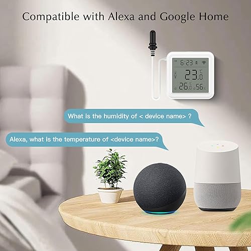 Aquarium Thermometer, Smart Fish Tank Thermometer App Monitor, Free Data Export Fahrenheit/Celsius(℉/℃), WiFi Hygrometer for Babyroom, Greenhouse, Fish Tank, Refrigerator, White 1 Pack(2.2*2.2in with screen)